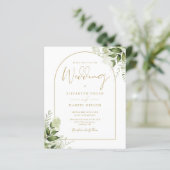 Budget groene gouden boog trouwkaart (Staand voorkant)