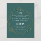 Budget groene gouden geometrische trouwuitnodiging (Voorkant)