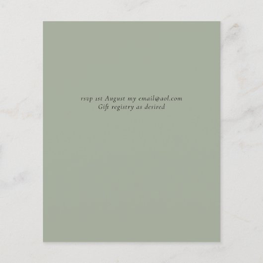 Budget groene huwelijksuitnodiging flyer (Achterkant)