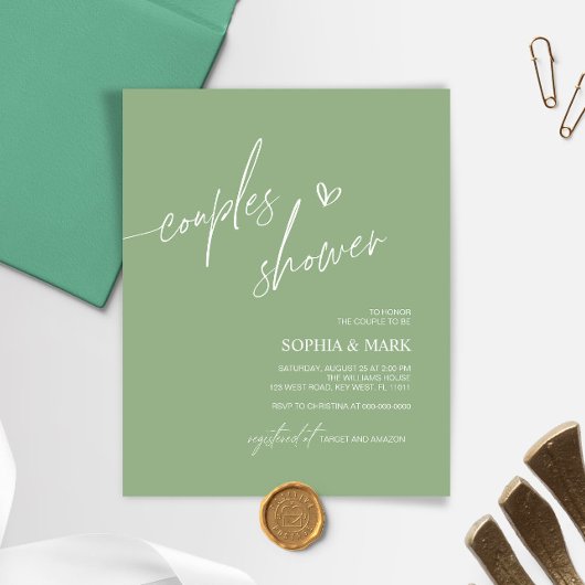 Budget groene minimalistische couples bruiloftsuit