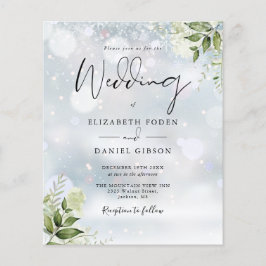 Budget groene monogram winter bruiloft uitnodiging