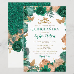 Budget groene Rozen gouden vlinders quinceañera