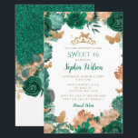 Budget Groene Rozen Gouden Vlinders Sweet 16<br><div class="desc">Budget Elegante  Smaragd Groene Rozen Vlinders Goud Sweet 16 Verjaardagsuitnodiging</div>