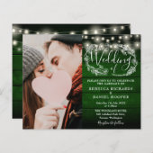 Budget Groene Rustieke String Foto Bruiloft Uitnod (Voorkant / Achterkant)