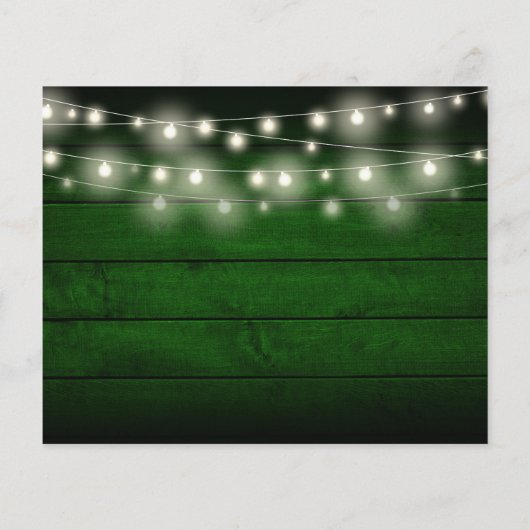 Budget Groene Rustieke String Foto Bruiloft Uitnod (Achterkant)