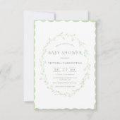 Budget Groene Scallop Lijst  Baby shower Kaart (Voorkant)