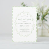 Budget Groene Scallop Lijst  Baby shower Kaart (Staand voorkant)
