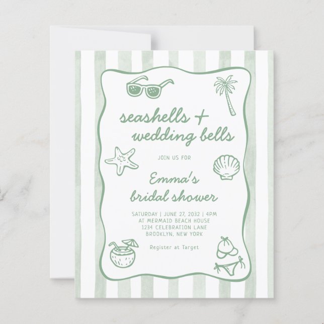 Budget Groene Schelpen Bruiloft Bellen Bruidsfeest (Voorkant)