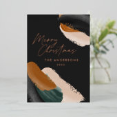 budget groene terracotta moderne minimal waterverf folie feestdagenkaart (Staand Voorkant)