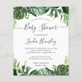 Budget groene tropische babyshower uitnodiging (Voorkant)