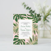 BUDGET Groene tropische bladeren trouwuitnodiging (Staand voorkant)