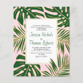 BUDGET Groene tropische bladeren trouwuitnodiging (Voorkant)