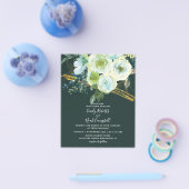 Budget groene turquoise bloem gouden glitters brui flyer (Enkel)