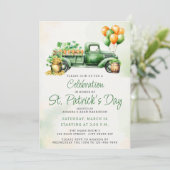 Budget Groene Vrachtwagen St. Patricks Day Party Kaart (Staand voorkant)