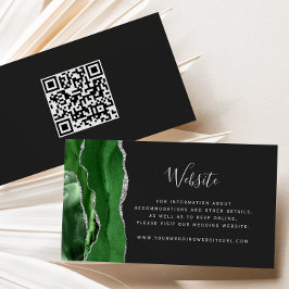 Budget Groene Zilveren Agaat Dark Wedding QR Code Informatiekaartje