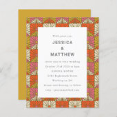 Budget Groovy 70s Retro Pink Wedding Uitnodiging (Voorkant / Achterkant)