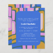 Budget Groovy Abstract Blue Bat Mitzvah Invite (Voorkant / Achterkant)