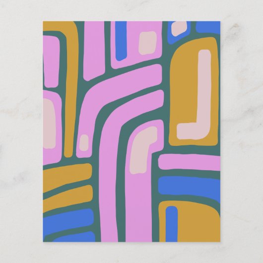 Budget Groovy Abstract Blue Bat Mitzvah Invite (Achterkant)