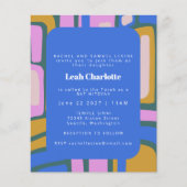 Budget Groovy Abstract Blue Bat Mitzvah Invite (Voorkant)