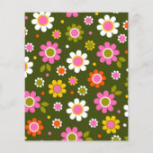 Budget Groovy Bloemen Groen Baby Shower Uitnodigin (Achterkant)