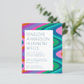 Budget Groovy Colorful Curvy Lines Wedding Invite (Staand voorkant)