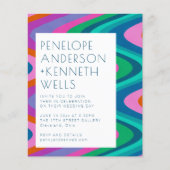 Budget Groovy Colorful Curvy Lines Wedding Invite (Voorkant)