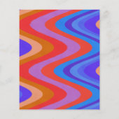 Budget Groovy Curvy Lines Blue Red Wedding Invite (Achterkant)