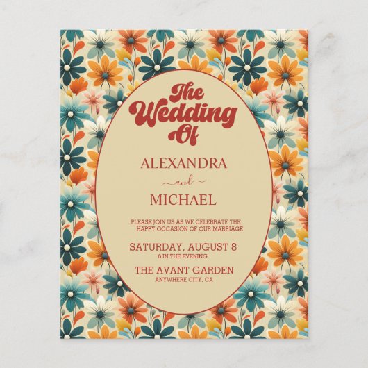 Budget Groovy Retro 70s Bloemenbruiloft (Voorkant)