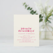 Budget Groovy Retro 70s Red Pink Wedding Invite (Staand voorkant)