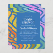 Budget Groovy Retro Abstract Blauw Baby shower (Voorkant / Achterkant)