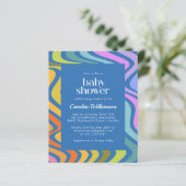 Budget Groovy Retro Abstract Blauw Baby shower (Staand voorkant)