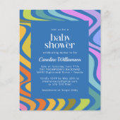 Budget Groovy Retro Abstract Blauw Baby shower (Voorkant)