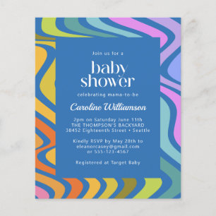 Budget Groovy Retro Abstract Blauw Baby shower