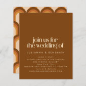 Budget Groovy Retro Design Brown Wedding Invite (Voorkant / Achterkant)