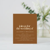 Budget Groovy Retro Design Brown Wedding Invite (Staand voorkant)