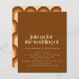 Budget Groovy Retro Design Brown Wedding Invite