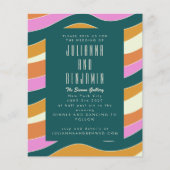 Budget Groovy Retro Pink Green Wavy Lines Weddensc (Voorkant)