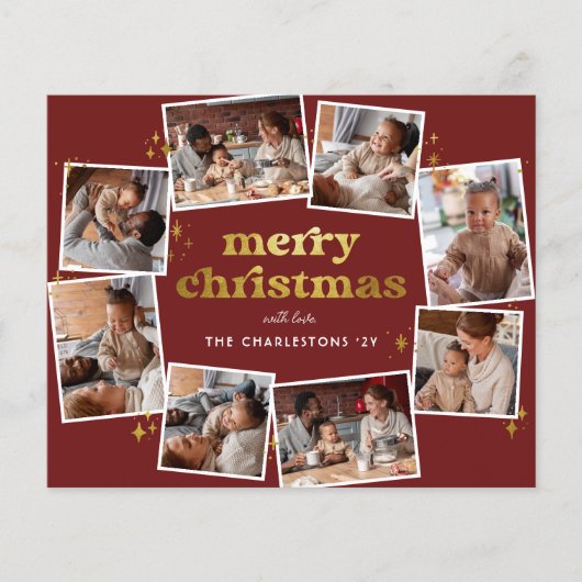 Budget Groovy Rood & Goud Vrolijk Kerstfeest 8 Fot (Voorkant)