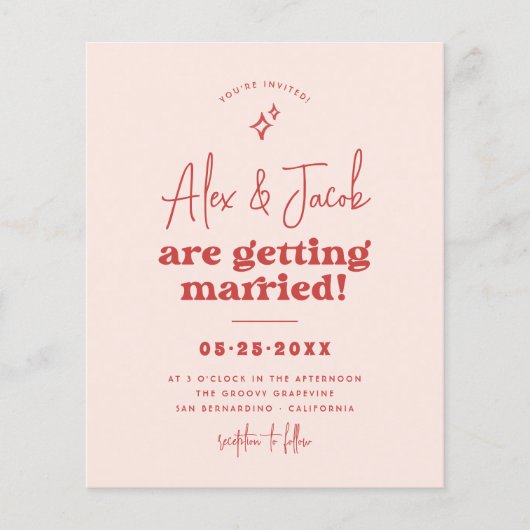 Budget Groovy Sparkle 70s Roze & Rood Foto Bruilof (Voorkant)