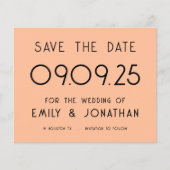 Budget Grote Tekst Peach Bruiloft Opslagdatum (Voorkant)