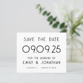 Budget Grote Tekst Zwart Wit Bruiloft Opslagdatum (Staand voorkant)