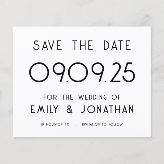 Budget Grote Tekst Zwart Wit Bruiloft Opslagdatum (Voorkant)