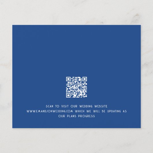 Budget Grote Typografie Blauwe Bruiloft Save the D (Achterkant)