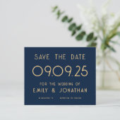 Budget Grote Typografie Goud Navy Bruiloft (Staand voorkant)