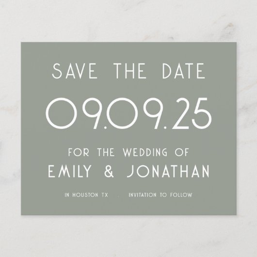 Budget Grote Typografie Sage Groene Bruiloft (Voorkant)