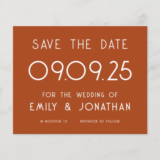 Budget Grote Typografie Terracotta Bruiloft (Voorkant)