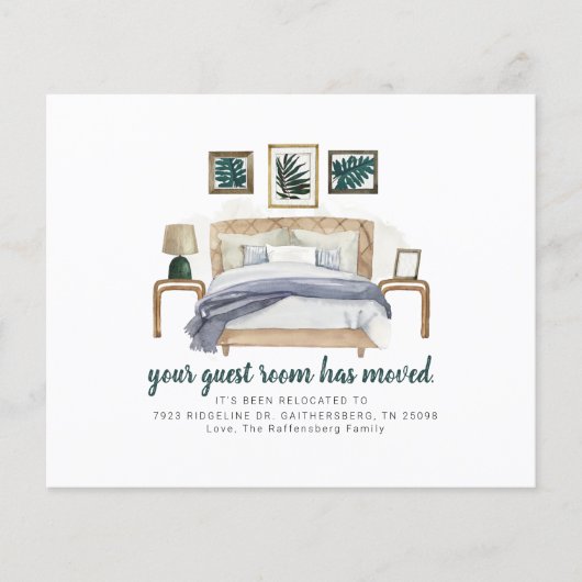 Budget Guest Room Moved Boho Moving Announge (Voorkant)