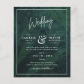Budget Gypsophila Emerald Green Wedding Uitnodigin (Voorkant)