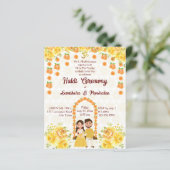 Budget Haldi Indiase bruiloft uitnodiging sjabloon (Staand voorkant)