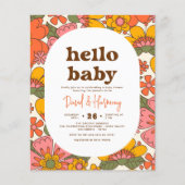 Budget Hallo Baby Groovy Retro Flowers Baby shower (Voorkant)